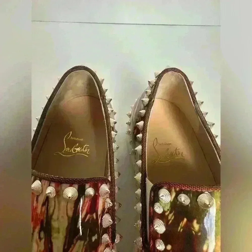 Authentic Christian Louboutin PIK Boat Flat Bazin Sneaker Spike 36.5 (US6.5)